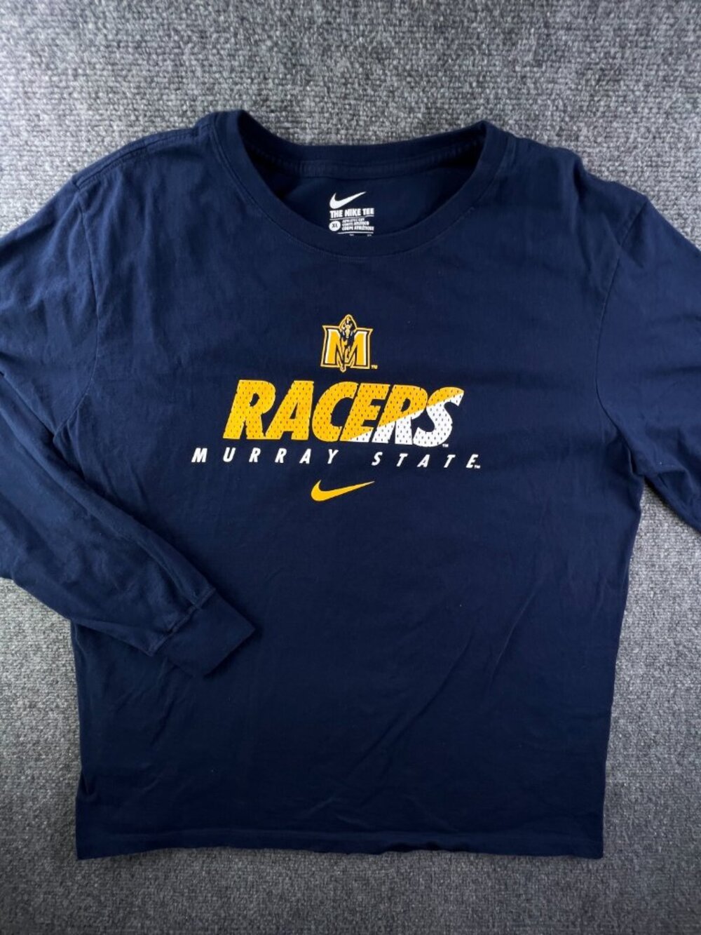 Nike Murray Pacers T Shirt Long Sleeve Navy Blue Yellow XL Athletic Fit Cotton